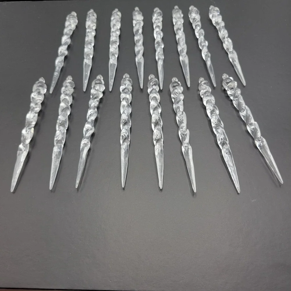 Clear Acrylic Icicle Ornaments Set Of 16 Christmas Tree Holiday Decor 4